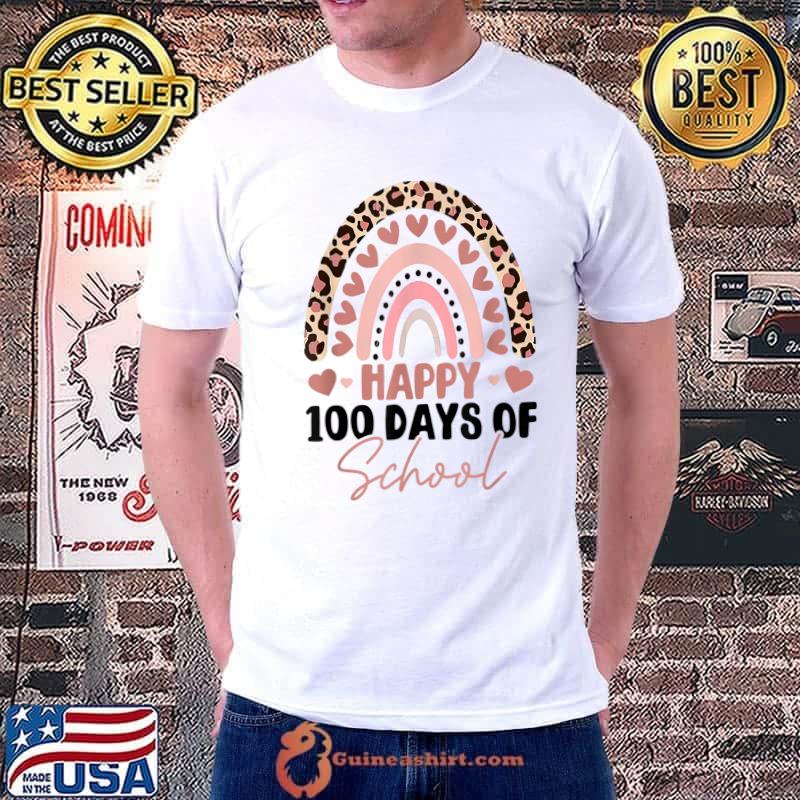 Happy 100th Day Of School 100 Days Smarter Rainbow Leopard T-Shirt Unisex