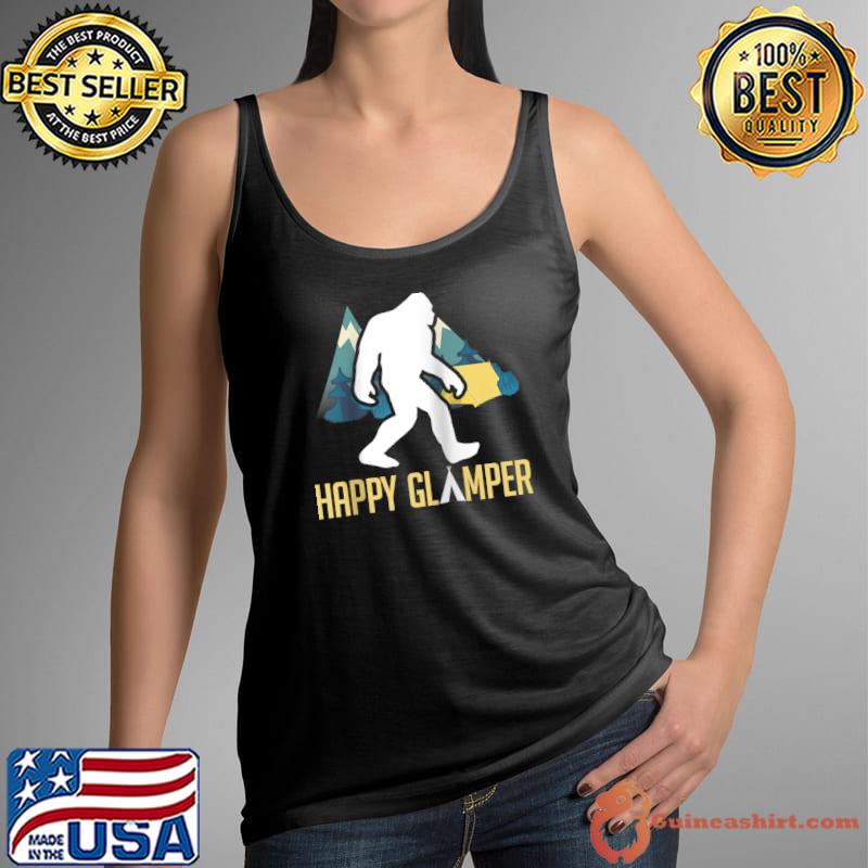 Happy Glamper Big Foot Outdoors Hiking Wildfire Campfire T- Tank Top