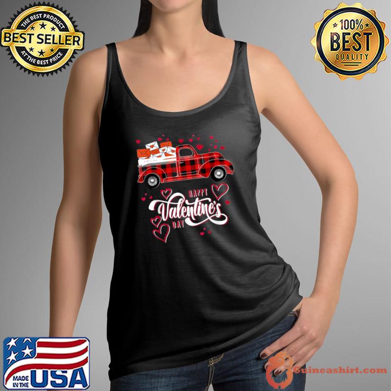 Happy Valentine's Day Women Kids Red Truck With Hearts T-Shirt Tank Top