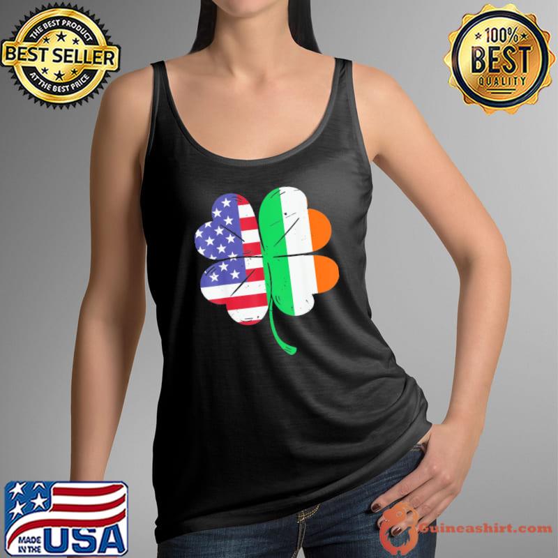 Irish USA Flag Shamrock Leaf St Patricks Day T-Shirt Tank Top