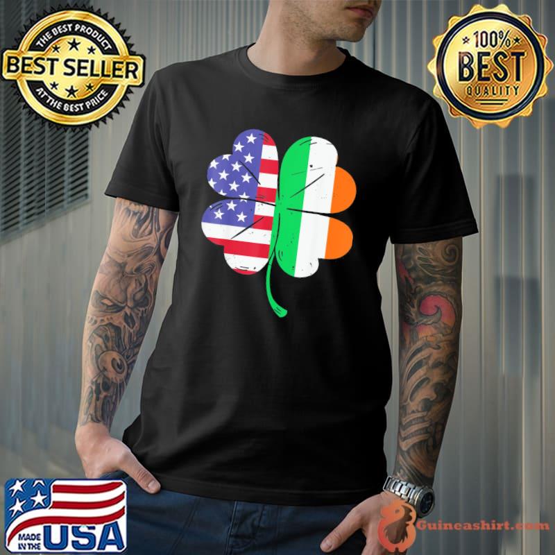 Irish USA Flag Shamrock Leaf St Patricks Day T-Shirt Unisex