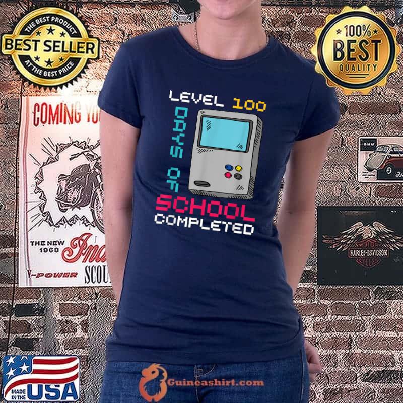 Level 100 Days Of School Completed Gamer 100th Day Gifts Boy T-Shirt Ladiestee