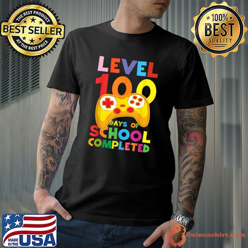 LEVEL 100 DAYS OF SCHOOL Video Game Teachers Students Kids T-Shirt