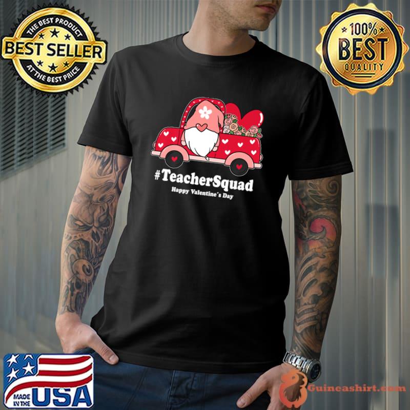 Love Gnome Teacher Squad Valentine´s Day Gnome Riding Truck Premium T-Shirt