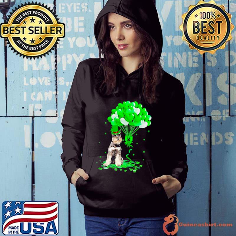 Lucky Balloon Grey Miniature Schnauzer Dog Hearts Valentine’s Day Shirt Hoodie