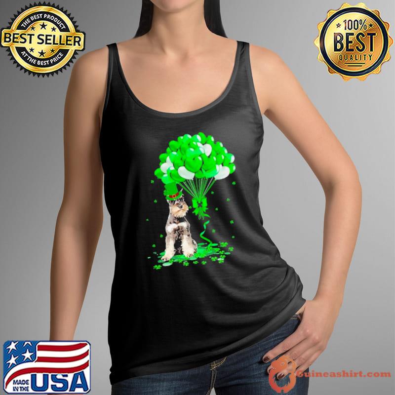 Lucky Balloon Grey Miniature Schnauzer Dog Hearts Valentine’s Day Shirt Tank Top