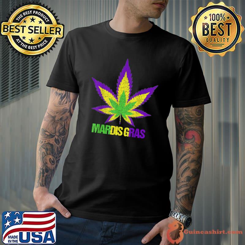 Marijuana Leaf Mardi Gras Weed T-Shirt