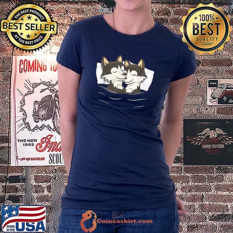 Matching Husky Pajama Valentines Day Women Men Couples T-Shirt Ladiestee
