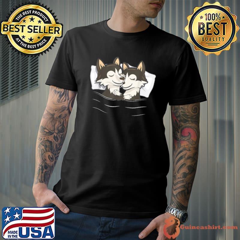 Matching Husky Pajama Valentines Day Women Men Couples T-Shirt
