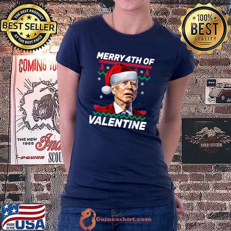 Merry 4th Of Valentine Funny Joe Biden Valentine's Day T-Shirt Ladiestee