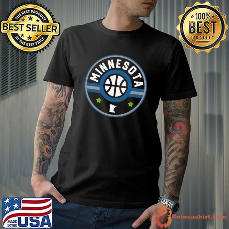 Minnesota Basketball Stars and Stripes State Map Outline T-Shirt