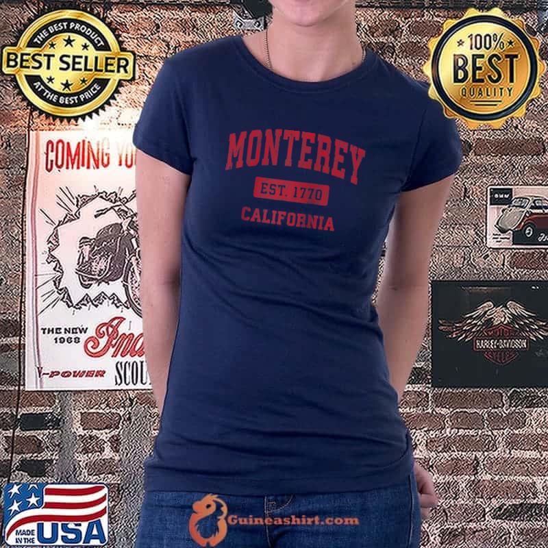 Monterey California CA Vintage Sports Design Red T-Shirt Ladiestee