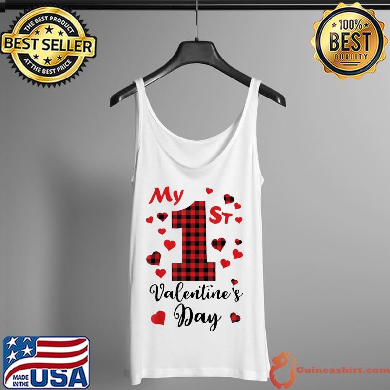 My 1st Valentines Day Hearts Love Buffalo Plaid T-Shirt Tank Top