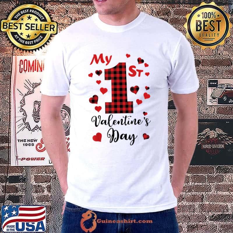 My 1st Valentines Day Hearts Love Buffalo Plaid T-Shirt Unisex