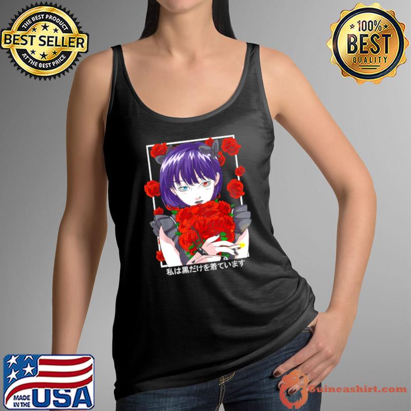 Nice Goth Anime Girl Gothic Roses Aesthetic Japanese Vaporwave Shirt Tank Top
