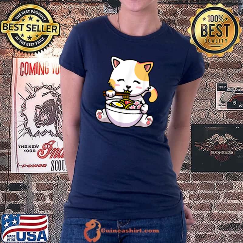 Nice Ramen Cat Kawaii Anime Japanese Food Girls Official Teenager T-Shirt Ladiestee
