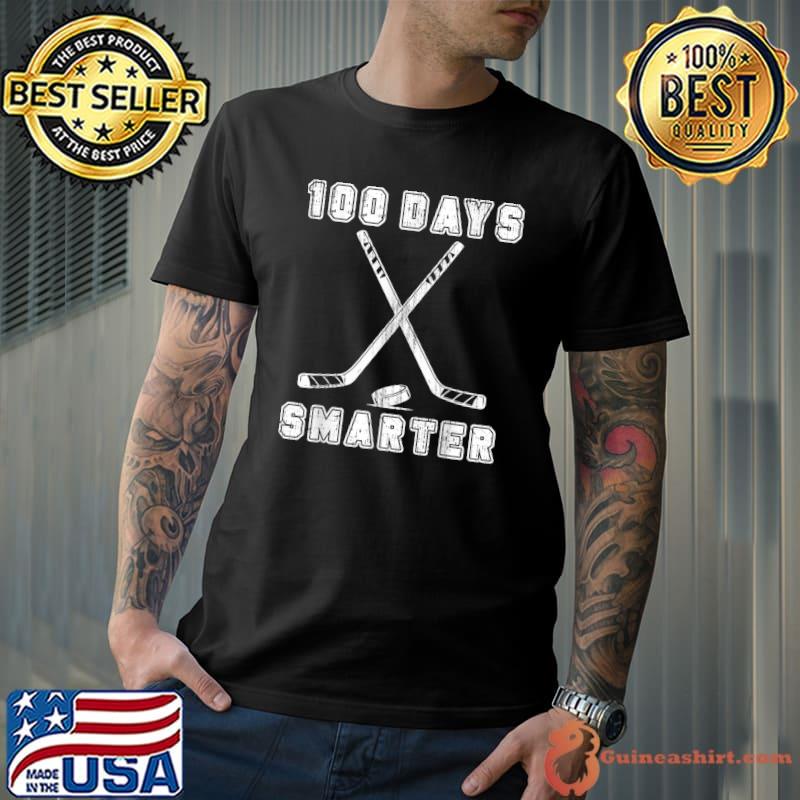 Official 100 Days Smarter Happy 100th Day of School Hockey Sport T-Shirt