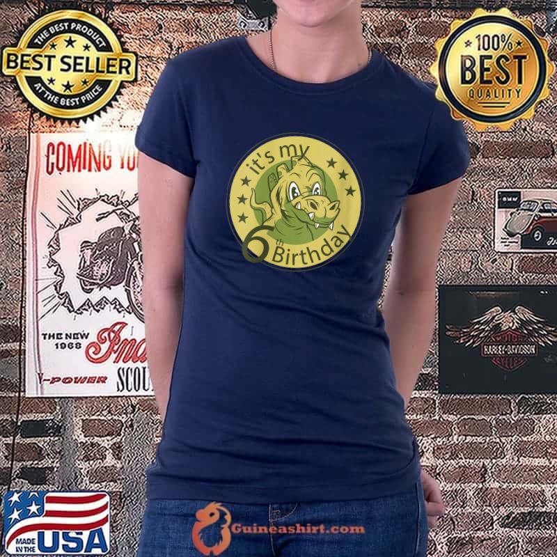 Official Birthday Dinosaur 6th Birthday T-Shirt Ladiestee