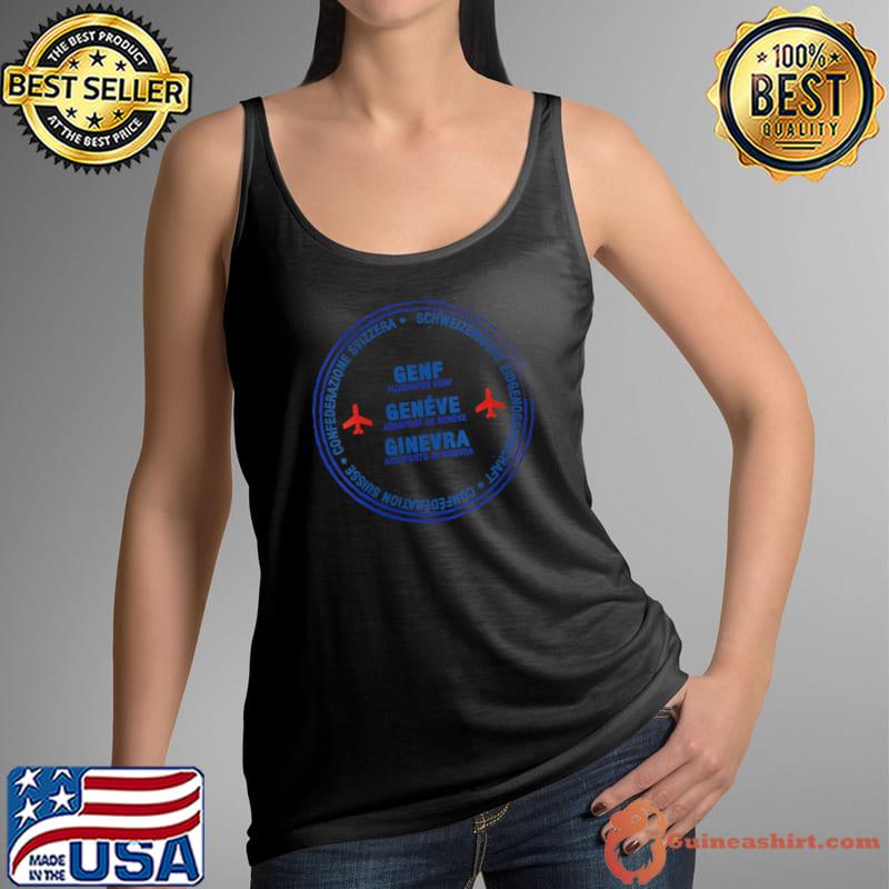 Official Geneva Switzerland Passport Stamp Vacation Travel T- Tank Top