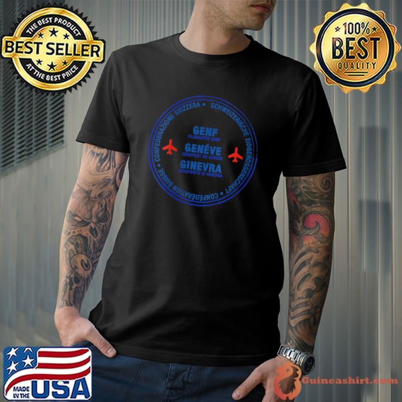 Official Geneva Switzerland Passport Stamp Vacation Travel T- Unisex