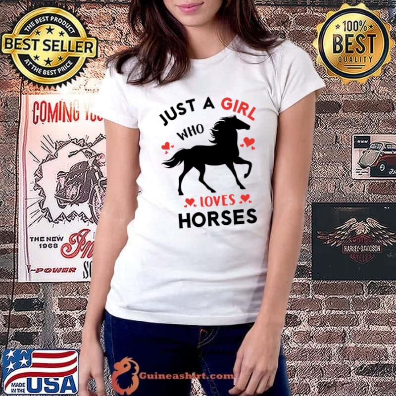 Official Just a girl who loves horses for horse lovers girls Pullover T Shirt Ladiestee