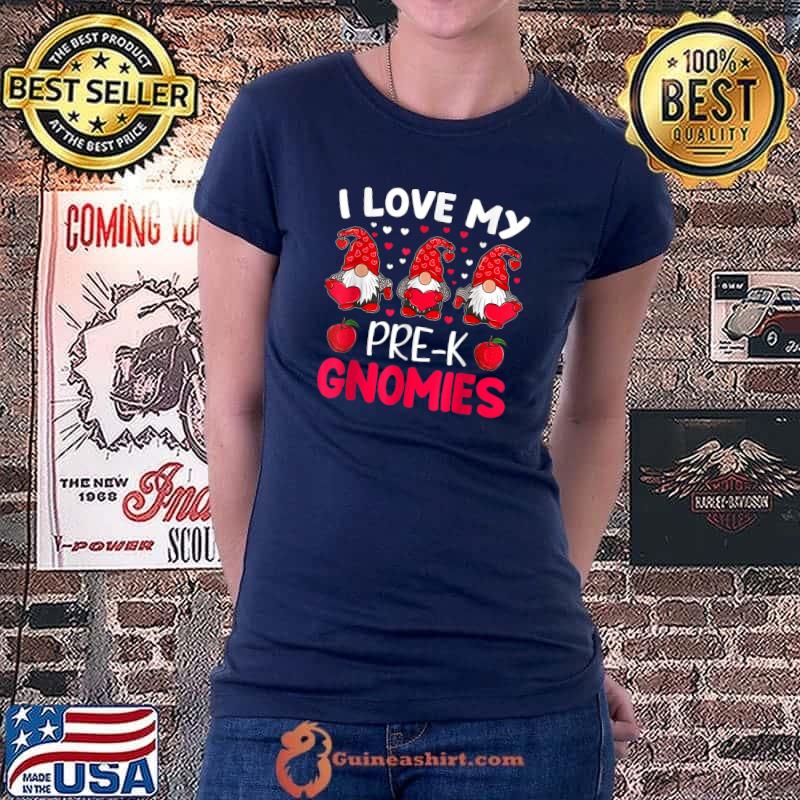 Official Teacher I Love My Pre-k Grade Gnomies Valentine's Day T-Shirt Ladiestee