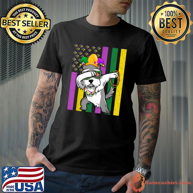 Original American Flag Mardi Gras Schnauzer Dog Festival Puppy Lover T-Shirt