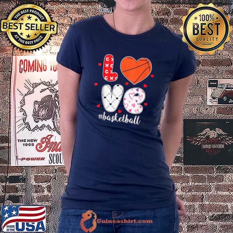 Premium Basketball Lovers Love Players Red Heart Valentines Day T- Ladiestee