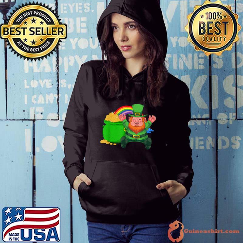 Premium Cute Leprechaun Pot Of Gold Rainbow Ireland St Patricks Day T-Shirt