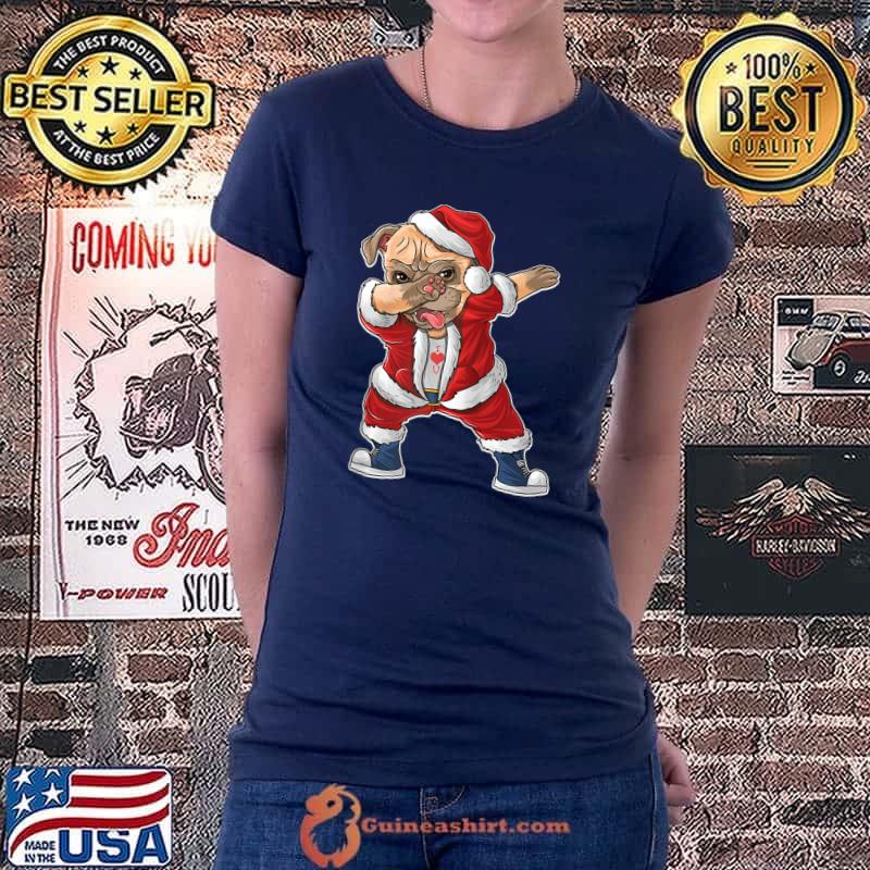 Premium Dabbing Christmas Dog - Funny Christmas Pajamas Raglan Baseball T Shirt Ladiestee