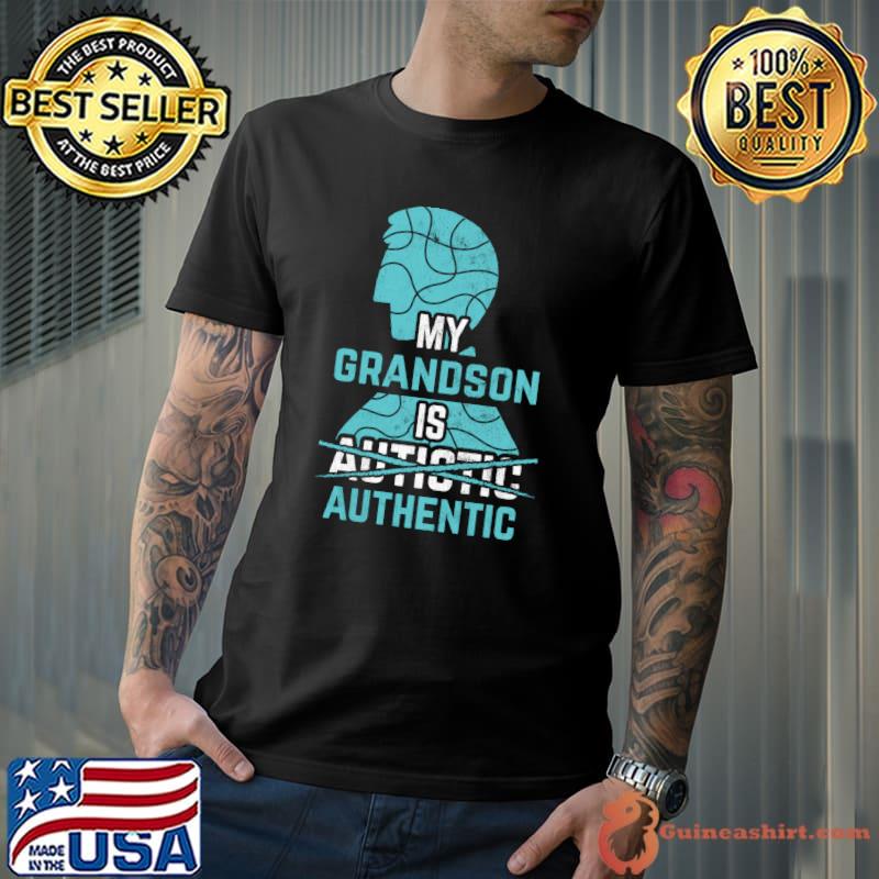 Premium My Grandson is Authentic Autism Awareness Autistic Spectrum T-shirt