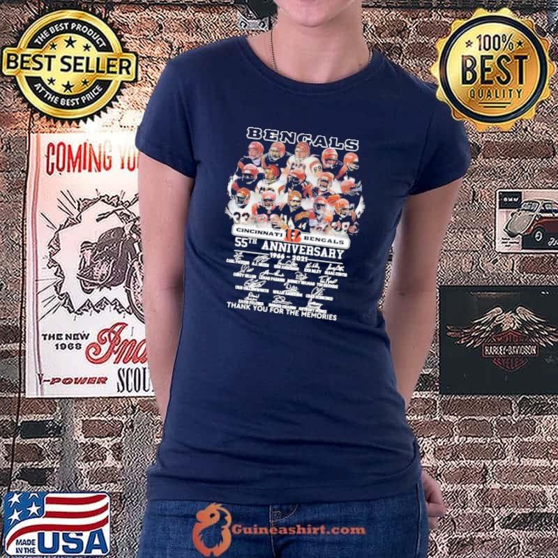 Premium Nice cincinnatI bengals 55th anniversary thank you for the memories signatures Ladiestee