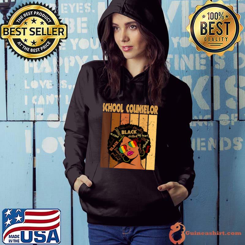 School Counselor Afro African American Black History Month T-Shirt Hoodie