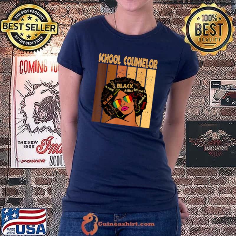 School Counselor Afro African American Black History Month T-Shirt Ladiestee