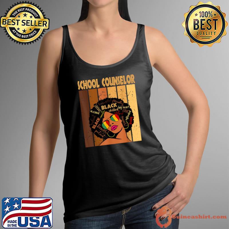 School Counselor Afro African American Black History Month T-Shirt Tank Top