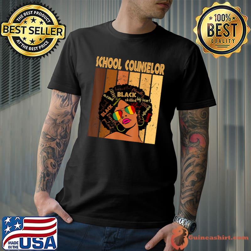 School Counselor Afro African American Black History Month T-Shirt