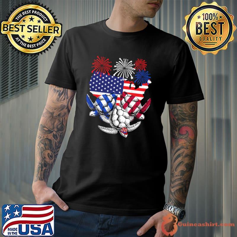 Sea Turtles 4th Of July Save The Turtles USA Flag Patriotic T-shirt