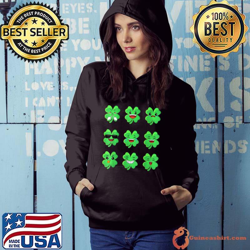 St Patricks Day Clovers Faces Shamrocks Irish Boys Girl Kids T-Shirt