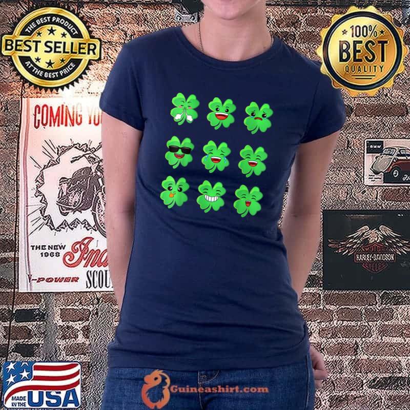 St Patricks Day Clovers Faces Shamrocks Irish Boys Girl Kids T-Shirt Ladiestee