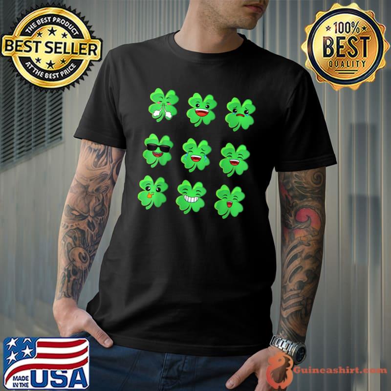 St Patricks Day Clovers Faces Shamrocks Irish Boys Girl Kids T-Shirt Unisex