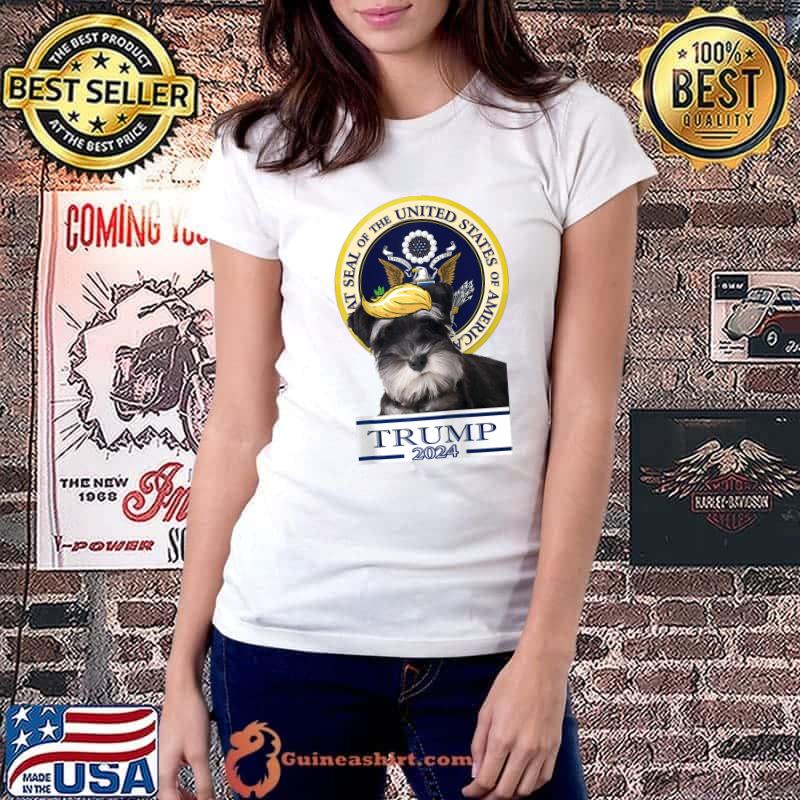 Trump 2024 Miniature Schnauzer The great seal of the United States of America T-Shirt Ladiestee