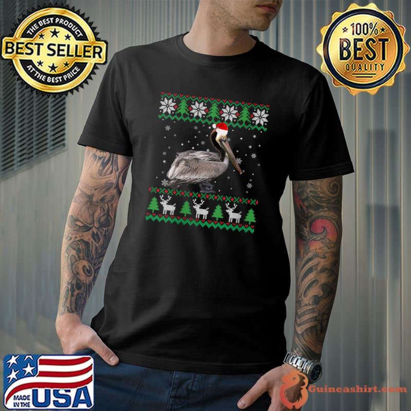 Ugly Sweater Christmas Animals Santa Pelican Lover T-Shirt