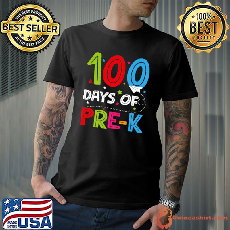 100 Days of Pre-k Teacher Boys Girls 100th Day Pre-k School Premium T-Shirt