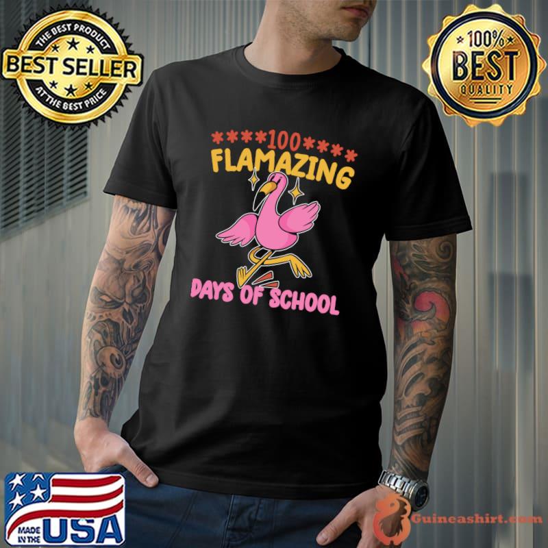 100 days of school shirt teacher flamazing days of school T-shirt