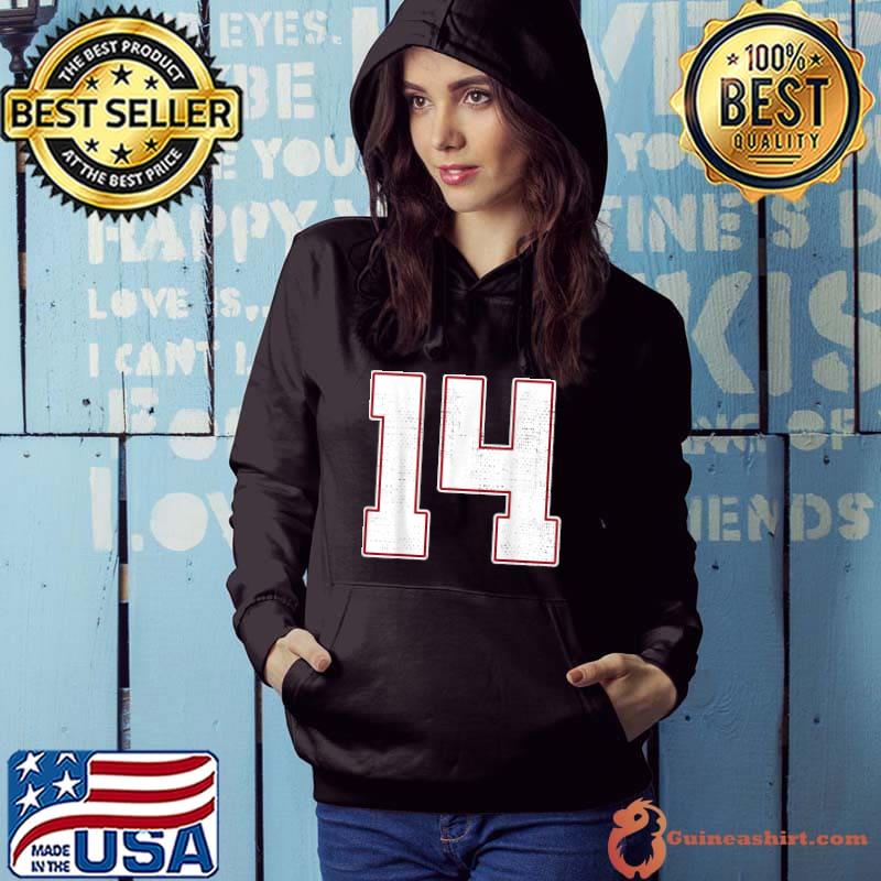 14 Outline Number 14 Fan Varsity Sports Team Blue Jersey T-Shirt