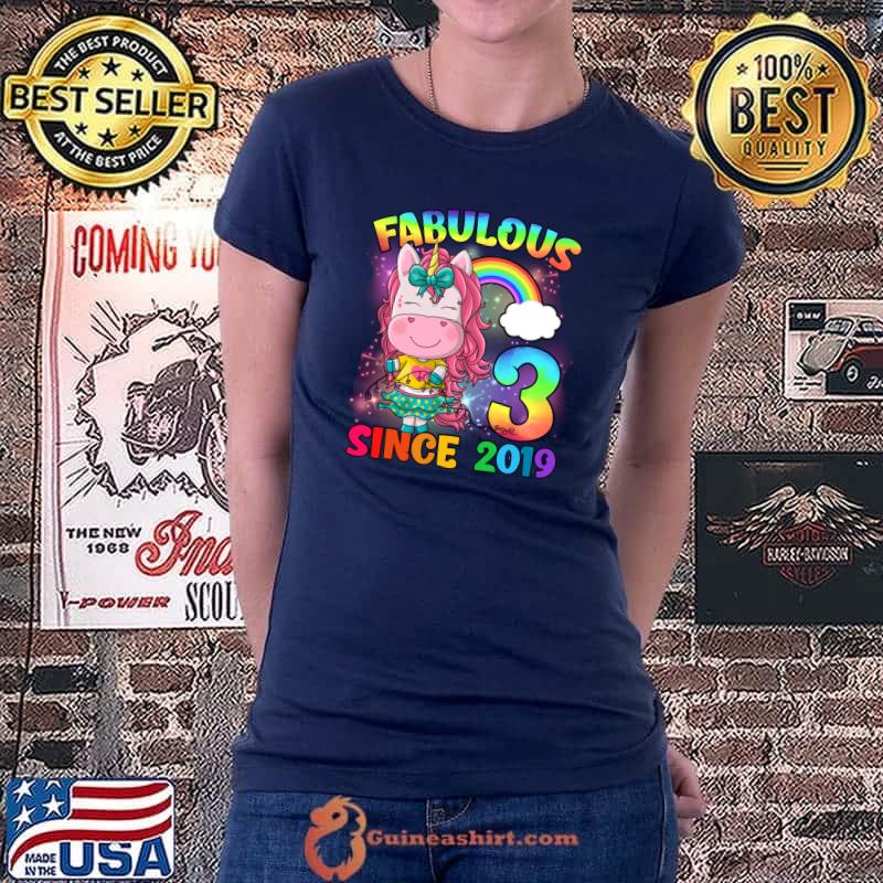 3 Years Old Unicorn 3rd Birthday Unicorn Girl Since 2019 Kid T-Shirt Ladiestee