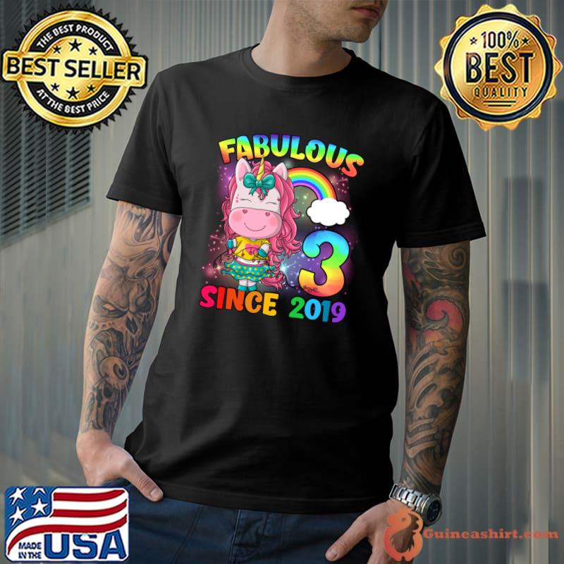 3 Years Old Unicorn 3rd Birthday Unicorn Girl Since 2019 Kid T-Shirt