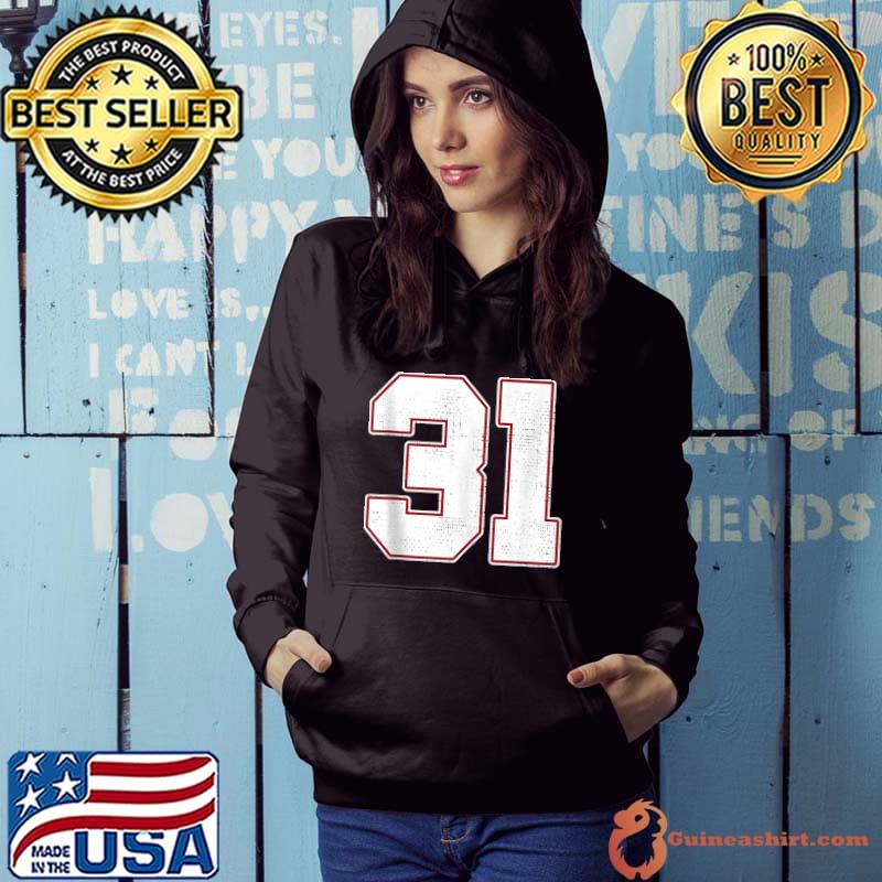 31 Outline Number 31 Fan Varsity Sports Team Blue Jersey T-shirt