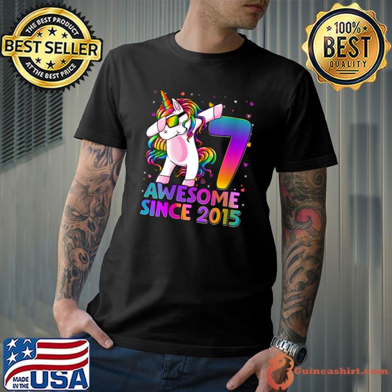 7 Years Old Unicorn Dabbing 7th Birthday Girl Unicorn Party T-shirt