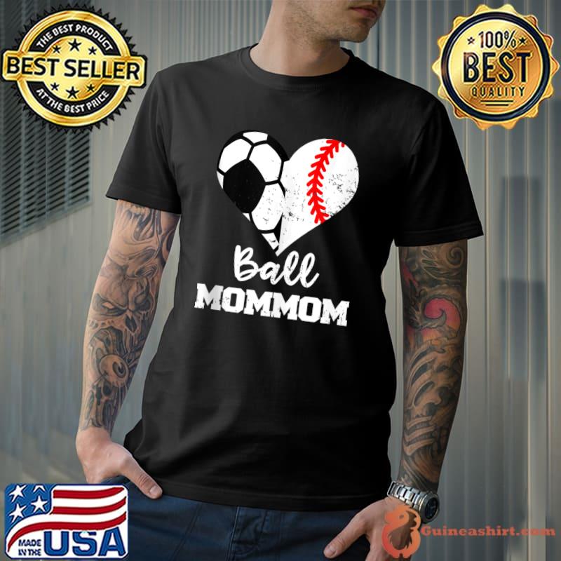 Ball MomMom Heart Funny Soccer Baseball T-shirt